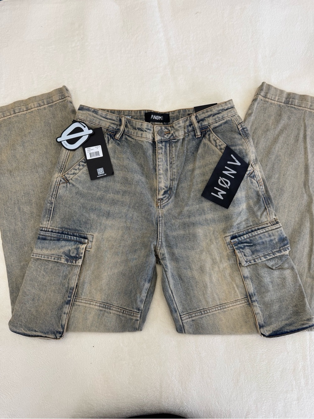 Washed Gray Cargo Pants for Men